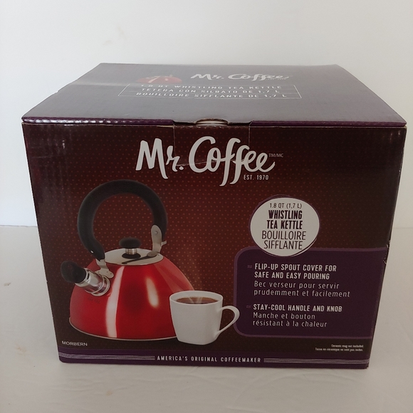 Mr. Coffee Kitchen Mr Coffee Red Stainless Tea Kettle Pot Whistling